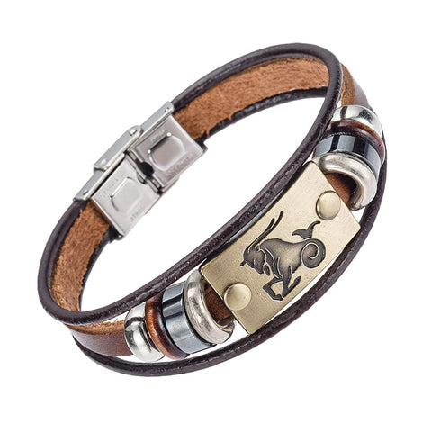 Steel Clasp Leather Bracelet