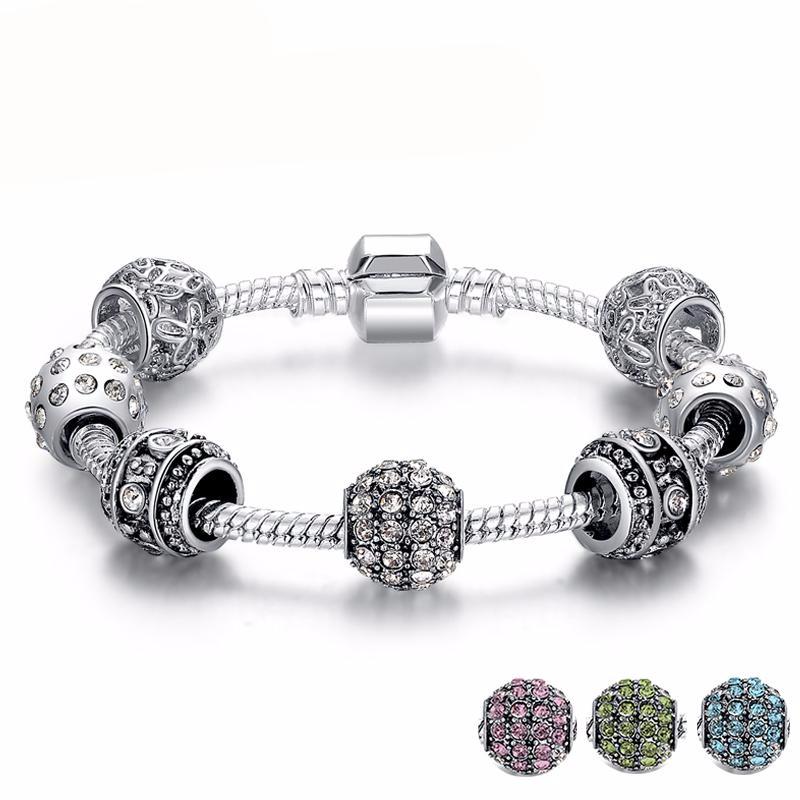 Crystal Bead Charm Bracelet