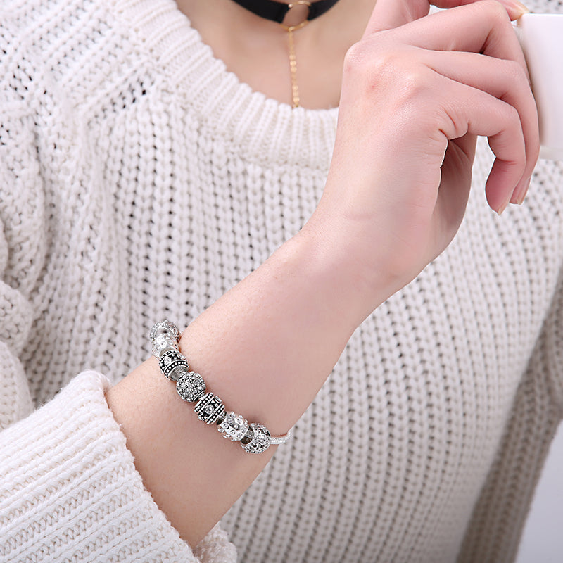 Crystal Bead Charm Bracelet