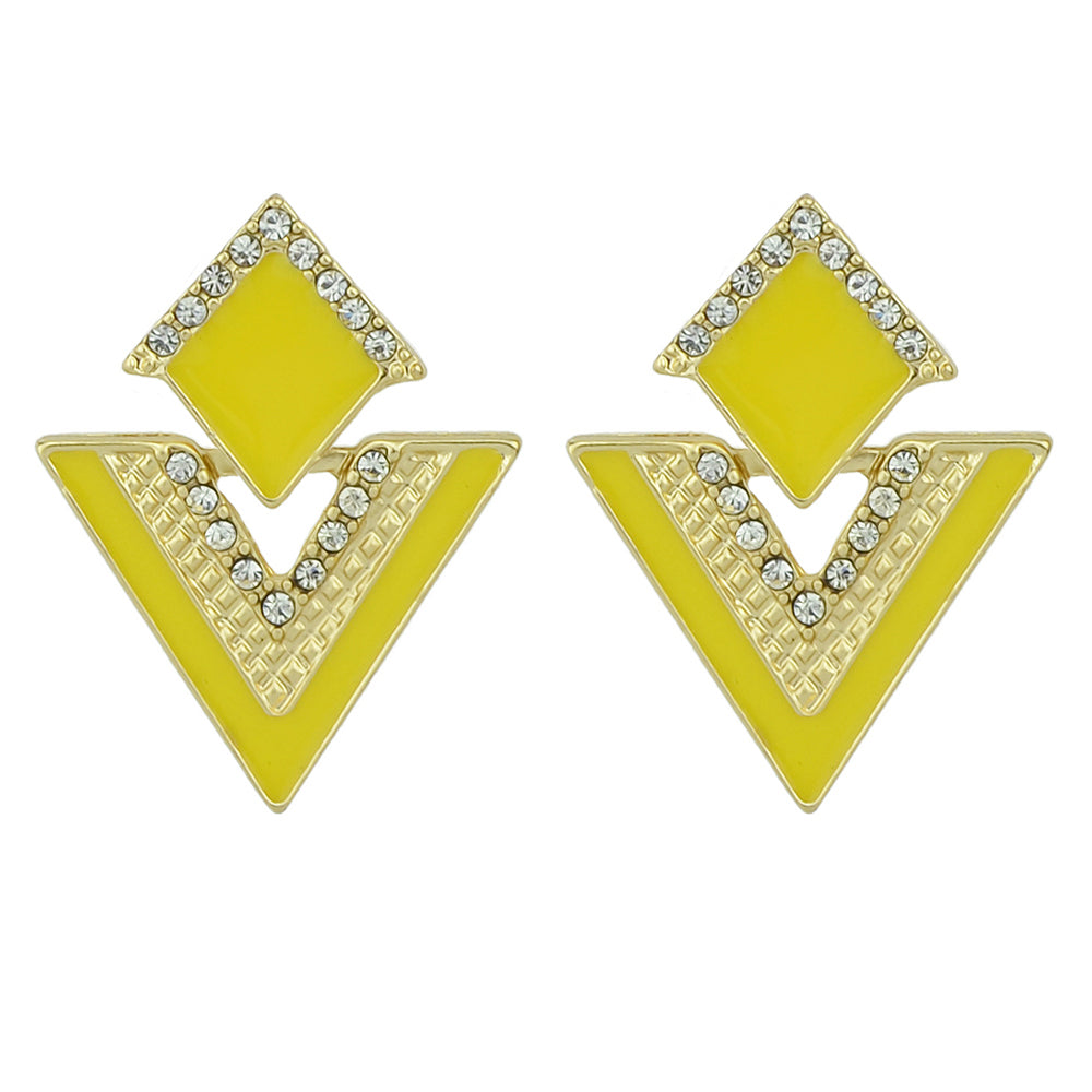 Enamel Rhinestone Geometric Earrings