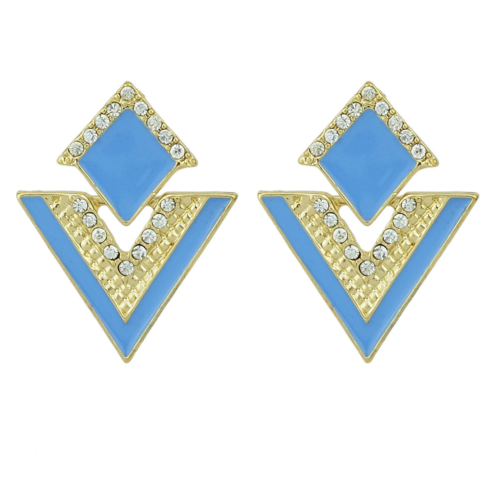 Enamel Rhinestone Geometric Earrings