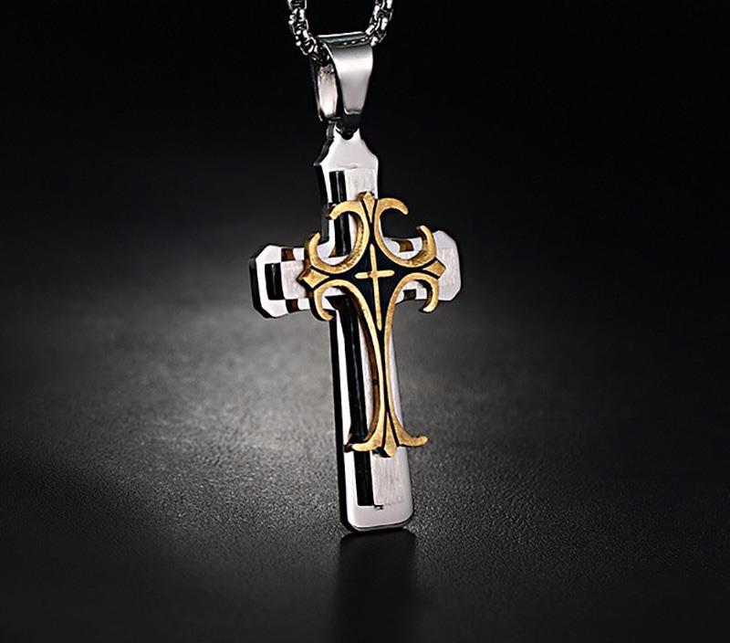 Layered Statement Cross Pendant