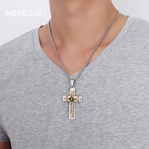 Layered Statement Cross Pendant
