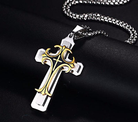 Layered Statement Cross Pendant