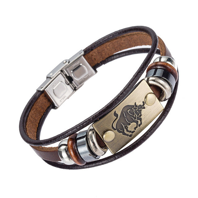 Steel Clasp Leather Bracelet
