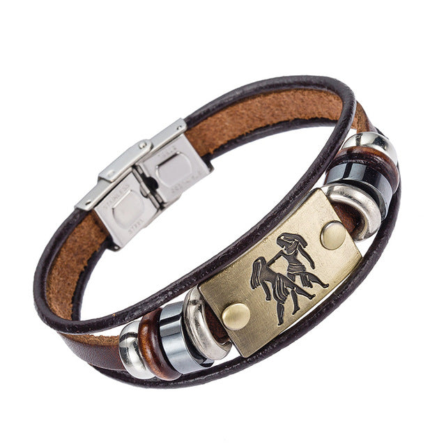 Steel Clasp Leather Bracelet