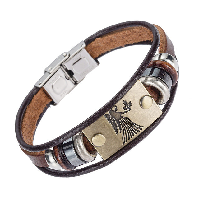 Steel Clasp Leather Bracelet