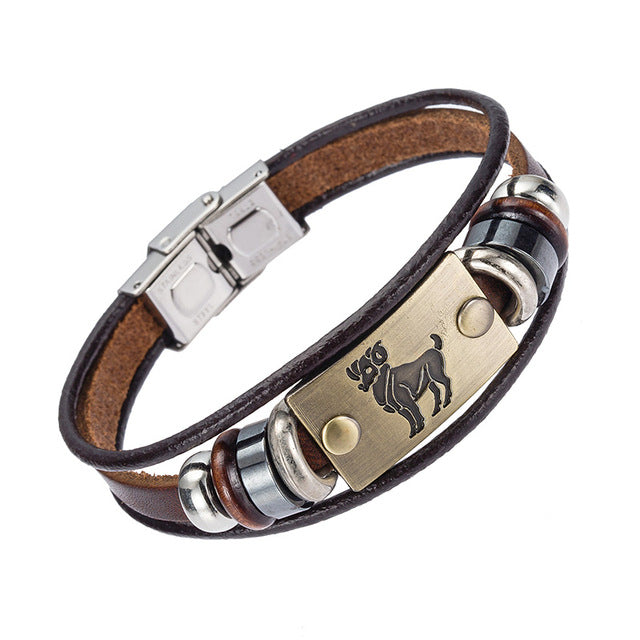 Steel Clasp Leather Bracelet