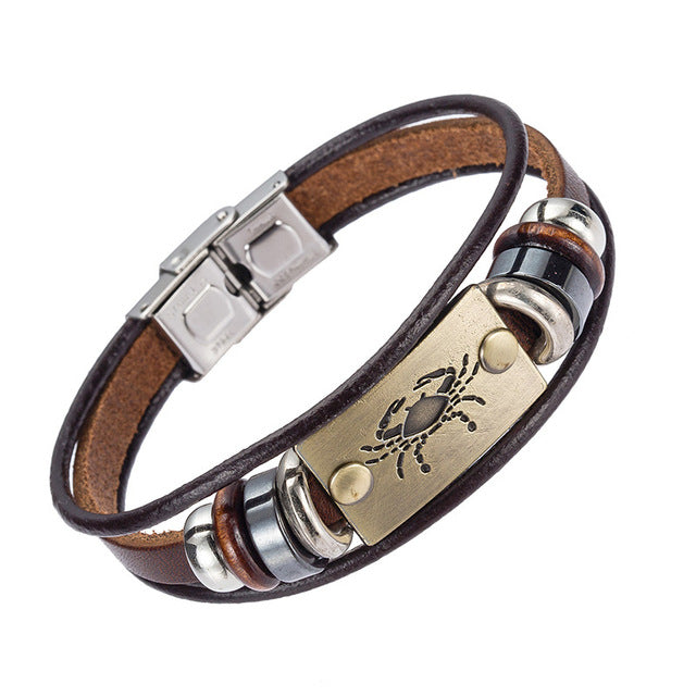 Steel Clasp Leather Bracelet