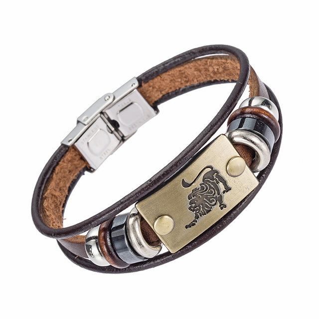 Steel Clasp Leather Bracelet