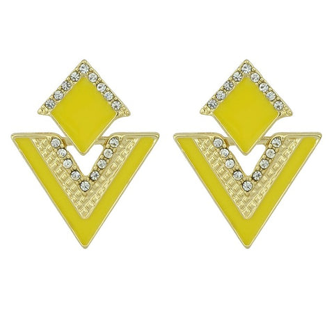 Enamel Rhinestone Geometric Earrings